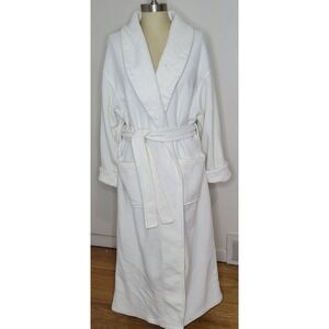 Victoria Secret Country Fleece Robe Quilted Collar Cuffs Small Ivory Comfy